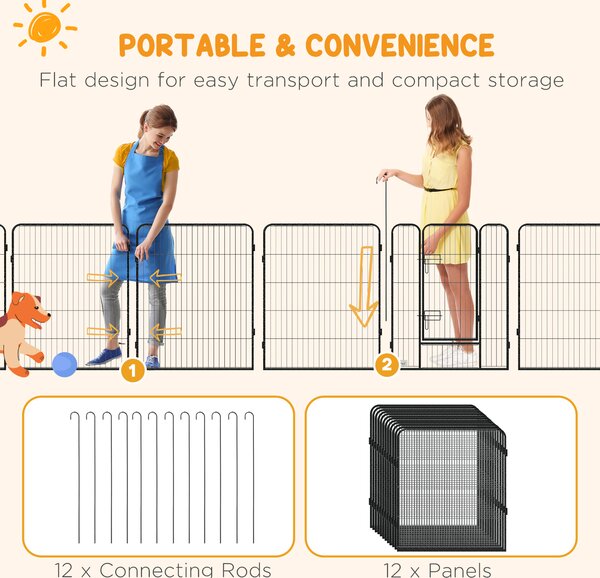 PawHut Heavy Duty Puppy Playpen, 12 Panel Pet Exercise Pen, Suitable for Small to Large Dogs Aosom UK