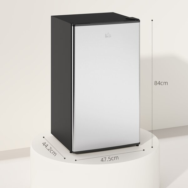 HOMCOM 91 Litre Freestanding Under Counter Fridge Freezer, Small Fridge with Chiller Box, Adjustable Thermostat, 47.5cm Wide, Silver Tone
