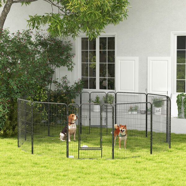 PawHut Heavy Duty Puppy Playpen, 12 Panel Pet Exercise Pen, Suitable for Small to Large Dogs Aosom UK