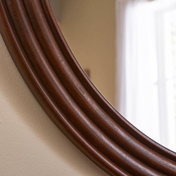 Ribbed Mango Wood Round Wall Mirror