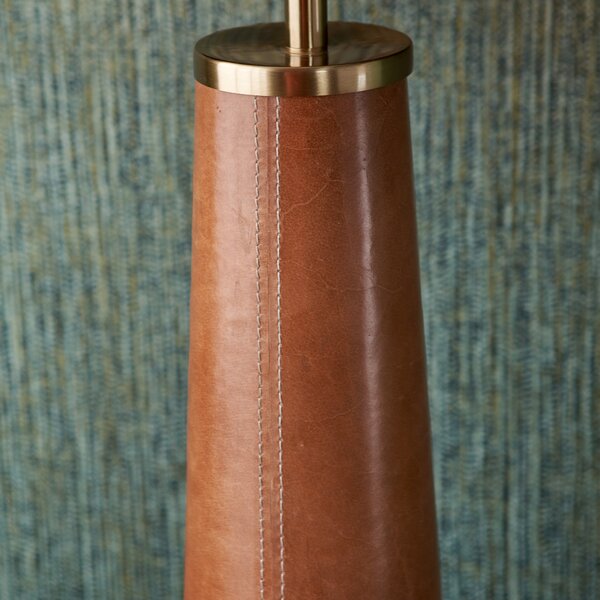 Laurence Tan Leather Brass Table Lamp