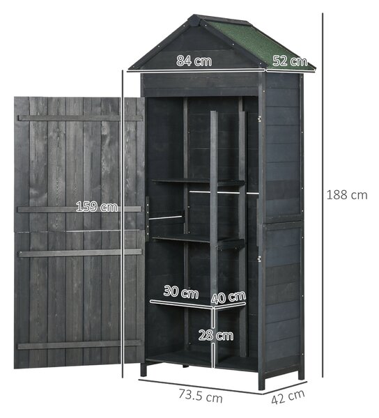 Outsunny 84 x 52 x 188cm Garden Cabinet with 4-Tier Shelves & Lockable Doors for Outdoor Garden Tool Storage, Grey Aosom UK