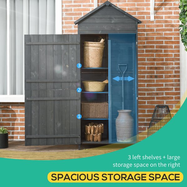 Outsunny 84 x 52 x 188cm Garden Cabinet with 4-Tier Shelves & Lockable Doors for Outdoor Garden Tool Storage, Grey Aosom UK