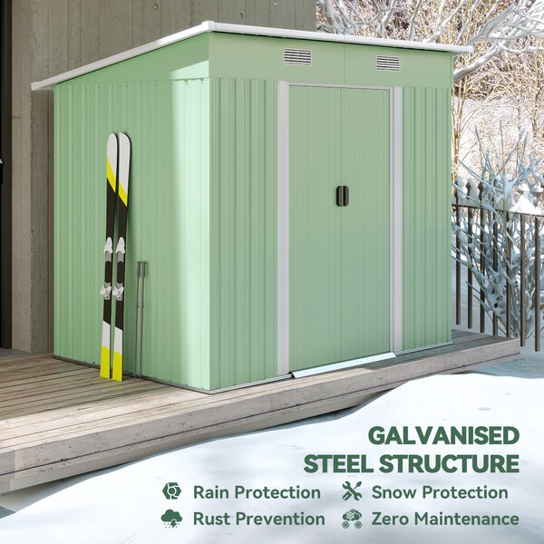 Outsunny 6.8 x 4.3ft Outdoor Garden Storage Shed, Tool Storage Box for Backyard, Patio and Lawn, Light Green