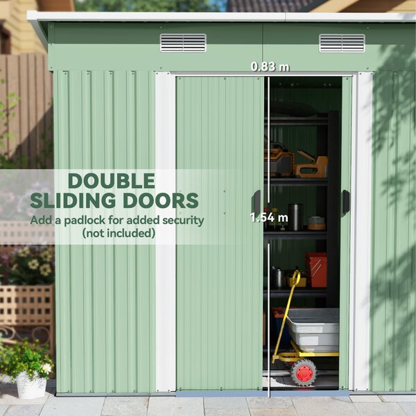 Outsunny 6.8 x 4.3ft Outdoor Garden Storage Shed, Tool Storage Box for Backyard, Patio and Lawn, Light Green