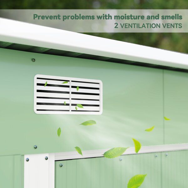 Outsunny 6.8 x 4.3ft Outdoor Garden Storage Shed, Tool Storage Box for Backyard, Patio and Lawn, Light Green