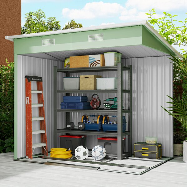 Outsunny 6.8 x 4.3ft Outdoor Garden Storage Shed, Tool Storage Box for Backyard, Patio and Lawn, Light Green