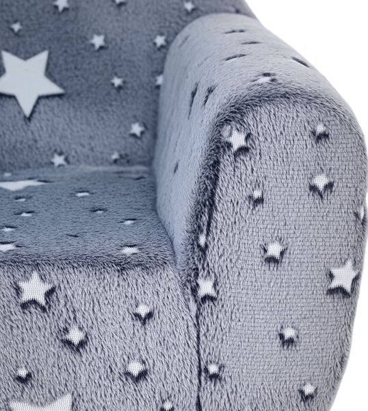 AIYAPLAY Kids Armchair, Glow in the Dark Chair with Star Design for Bedroom, Playroom, Kids Room, Grey