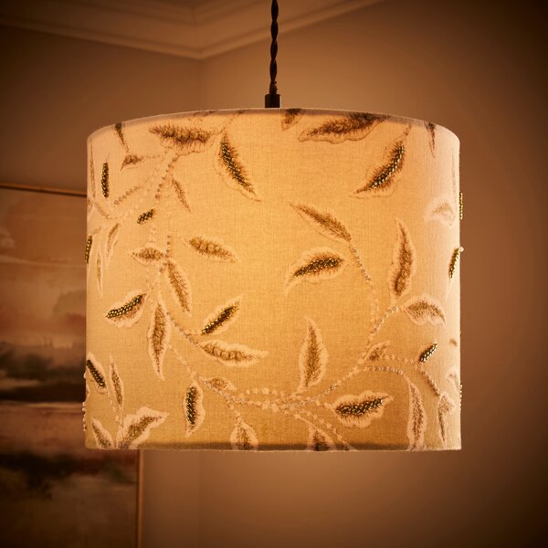 Green Leaf Embroidered Lamp Shade