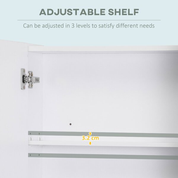 Kleankin Bathroom Cabinet with Mirror, Wall Mounted Bathroom Mirror Cabinet with Adjustable Shelf, 2 Doors Storage Cupboard, White