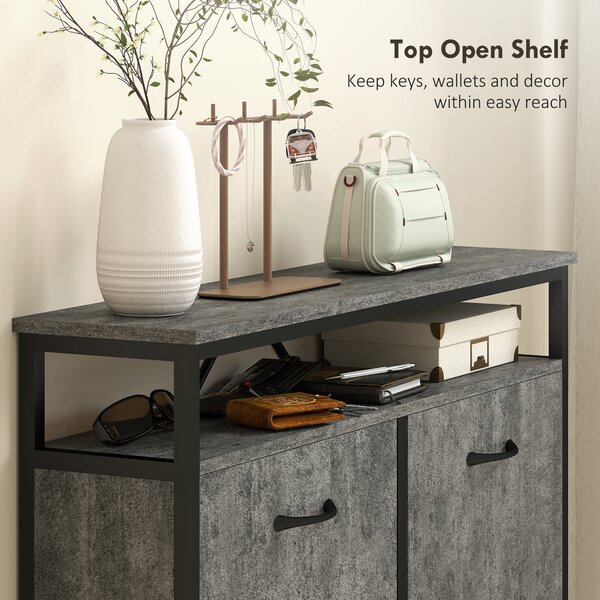 HOMCOM Shoe Storage Cabinet with 4 Flip Drawers and Open Shelf, Stylish & Practical Storage Solution, Cement Grey Aosom UK