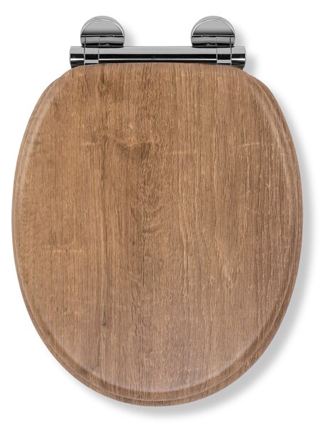 Croydex Ontario Teak Effect Flexi Fix Oval Toilet Seat