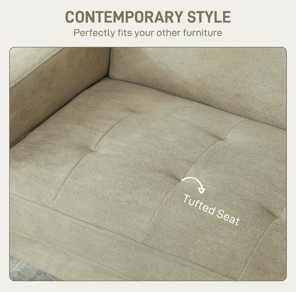 HOMCOM Two-Seater Velvet-Feel Sofa - Beige