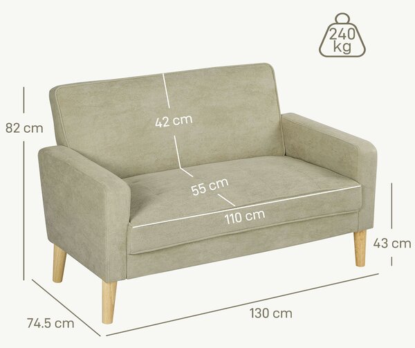HOMCOM Two-Seater Velvet-Feel Sofa - Beige