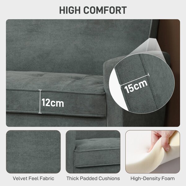 HOMCOM Two-Seater Velvet-Feel Sofa - Grey