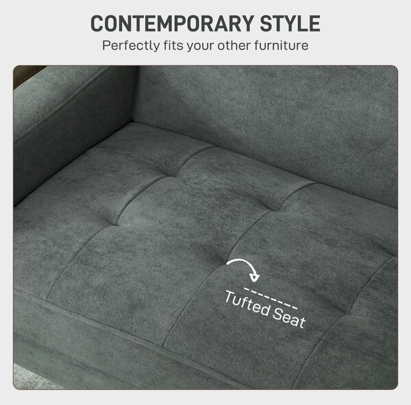 HOMCOM Two-Seater Velvet-Feel Sofa - Grey