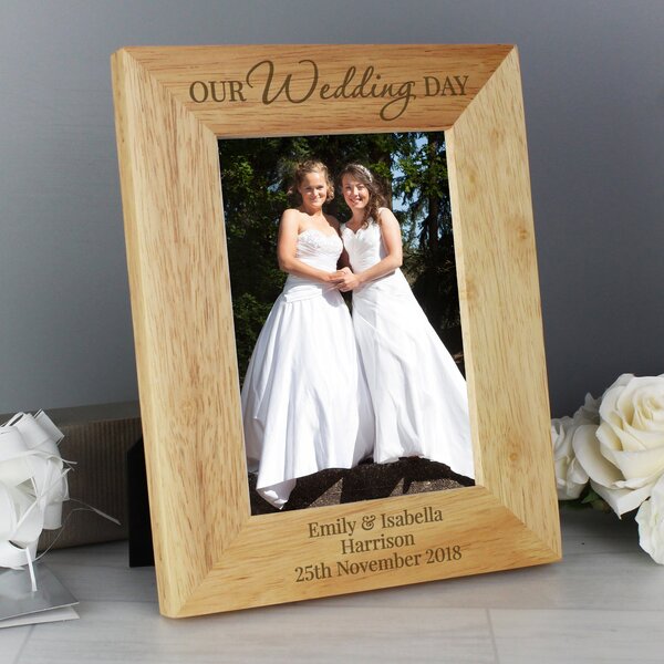 Personalised Our Wedding Day Wooden Photo Frame