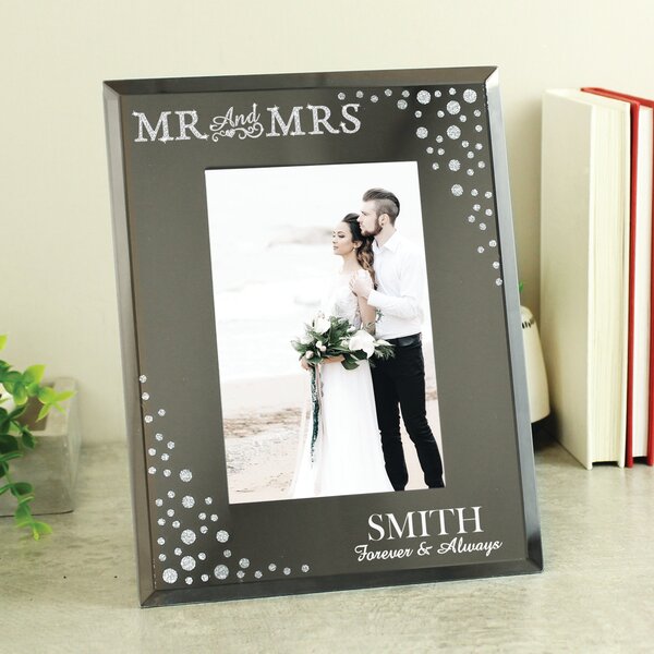 Personalised Mr and Mrs Diamante Glass Photo Frame