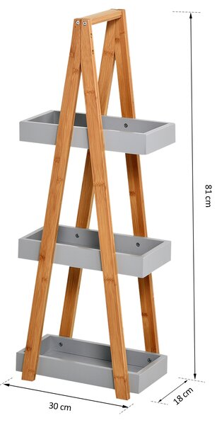 Kleankin Freestanding Bamboo Shelving: 3-Tier Space-Saving Bathroom Storage, Natural Aosom UK