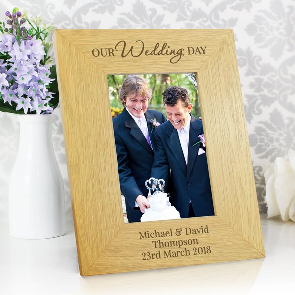 Personalised Our Wedding Day Oak Finish Photo Frame