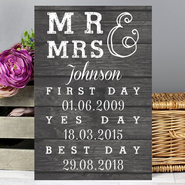 Personalised Mr and Mrs First Day Yes Day and Best Day Metal Sign