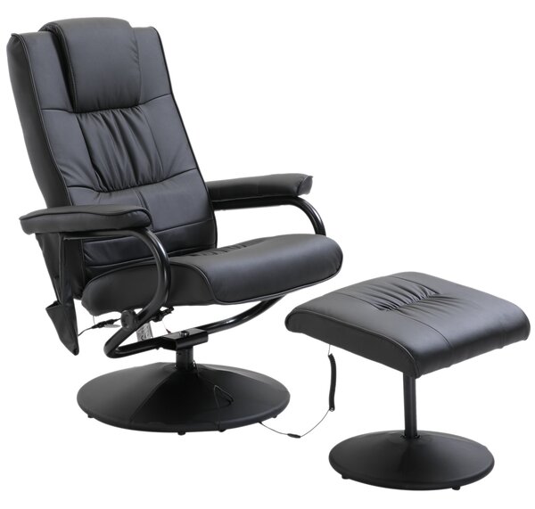HOMCOM Reclining Massage Chair W/ Footstool-Black