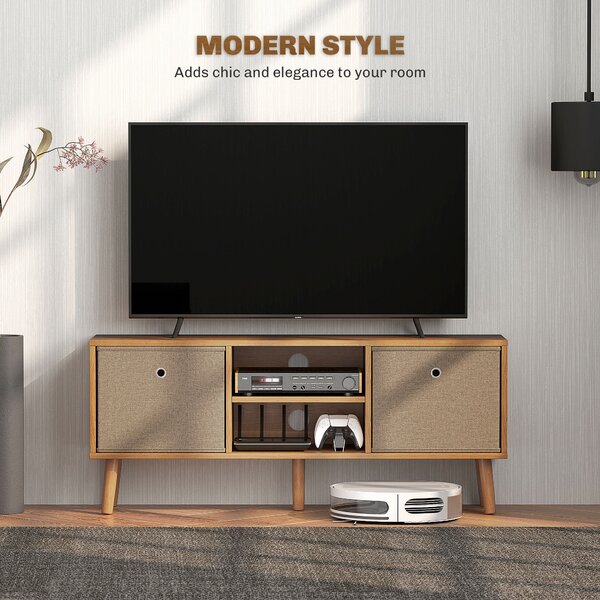 HOMCOM TV Cabinet Stand Unit for TVs up to 50'' with Foldable Drawers, Entertainment Centre for Living Room Brown Aosom UK