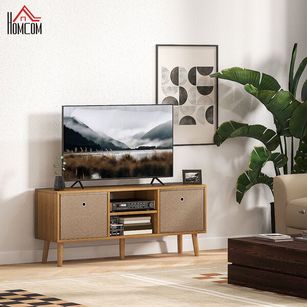 HOMCOM TV Cabinet Stand Unit for TVs up to 50'' with Foldable Drawers, Entertainment Centre for Living Room Brown Aosom UK