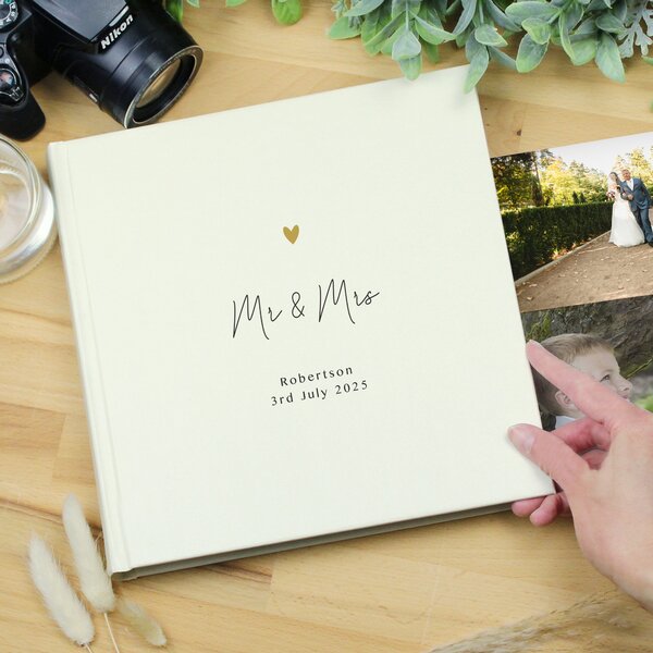 Personalised Gold Heart Couples Square Photo Album