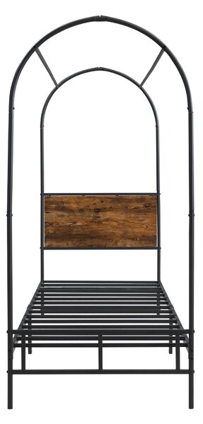 Canopy Bed Frame with Durable Iron and MDF Construction, Wooden Headboard, Easy Installation, Versatile for Various Bedroom Styles, Black Aosom UK