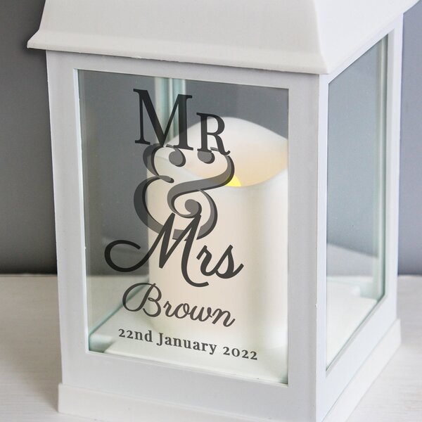 Personalised Mr and Mrs White Lantern