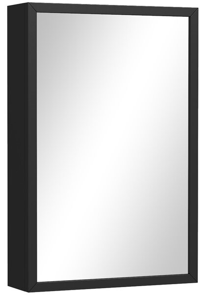 Kleankin Bathroom Cabinet with Mirror, Wall Mounted Bathroom Mirror Cabinet with Storage Shelves, 40 x 12 x 60 cm, Black