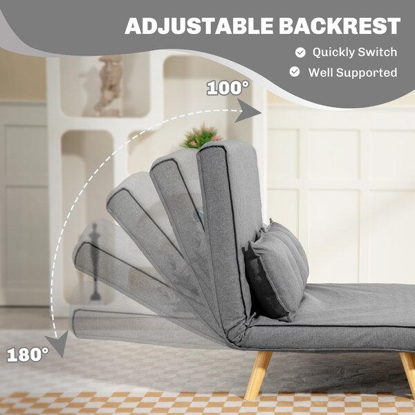 HOMCOM Two-Seater Linen-Look Sofa Bed, Cat Scratch Resistant, Grey Aosom UK