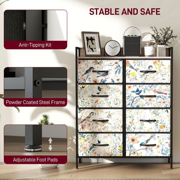 HOMCOM 8-Drawer Chest of Drawers - White