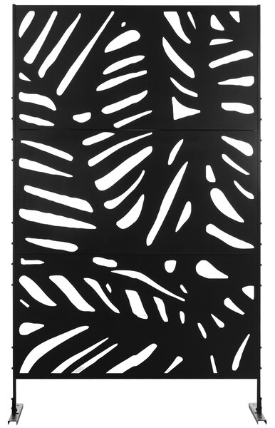 Outsunny Freestanding Outdoor Privacy Screen, Decorative Metal Garden Divider with Stand for Deck, Pool, 48" x 78" Black
