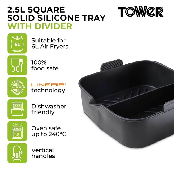 Tower Square Solid Tray With Divider