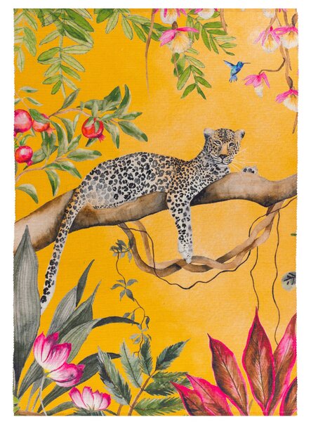 Wylder Tropics Leopard Ochre Washable Indoor Outdoor Rug