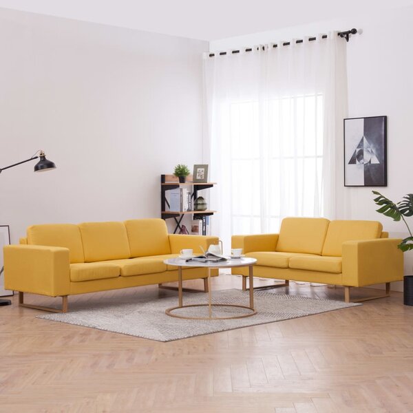 2 Piece Sofa Set Fabric Yellow