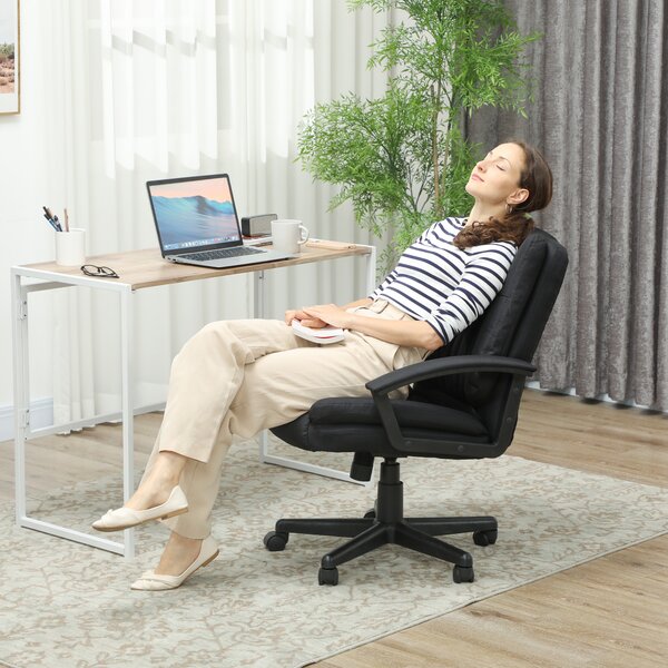 HOMCOM Linen-Look Padded Office Chair w/ Scratch Resistant Fabric, Black Aosom UK