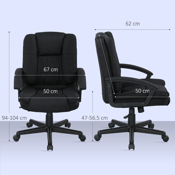 HOMCOM Linen-Look Padded Office Chair w/ Scratch Resistant Fabric, Black Aosom UK
