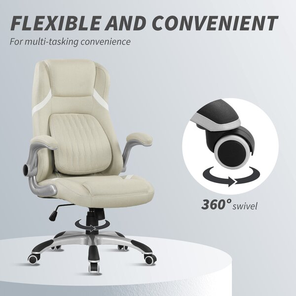 Vinsetto Linen-Look Office Chair, with Adjustable Height, Scratch-Resistant Treatment and Tension - Beige Aosom UK