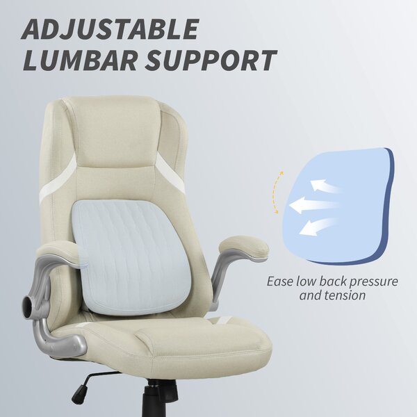 Vinsetto Linen-Look Office Chair, with Adjustable Height, Scratch-Resistant Treatment and Tension - Beige Aosom UK