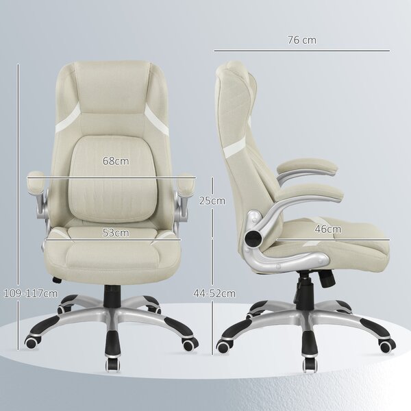 Vinsetto Linen-Look Office Chair, with Adjustable Height, Scratch-Resistant Treatment and Tension - Beige Aosom UK
