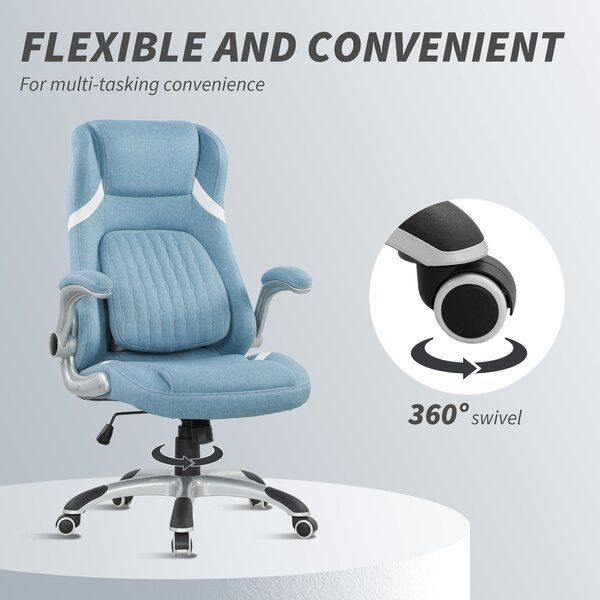 Vinsetto Linen-Look Office Chair, with Adjustable Height and Tension, Cat Scratch Resistant, Blue Aosom UK