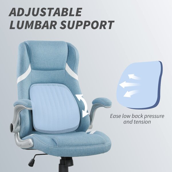 Vinsetto Linen-Look Office Chair, with Adjustable Height and Tension, Cat Scratch Resistant, Blue Aosom UK