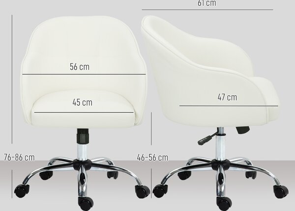 HOMCOM Velvet-feel Swivel Office Chair - Cream