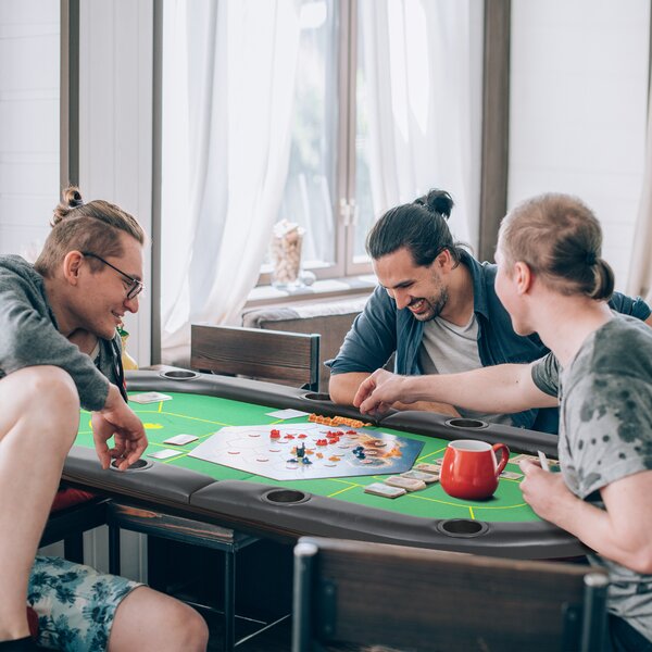 SPORTNOW Foldable Poker Mat for 10 Players, Oval Poker Table Top with Cup Holders, Poker Table Cloth with Carrying Bag, 180x90 cm, Green Aosom UK