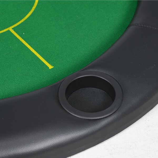SPORTNOW Foldable Poker Mat for 10 Players, Oval Poker Table Top with Cup Holders, Poker Table Cloth with Carrying Bag, 180x90 cm, Green Aosom UK