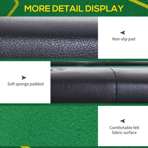 SPORTNOW Foldable Poker Mat for 10 Players, Oval Poker Table Top with Cup Holders, Poker Table Cloth with Carrying Bag, 180x90 cm, Green Aosom UK