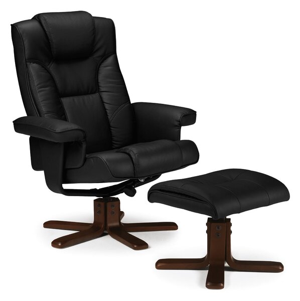 Malmo Faux Leather Swivel Recliner and Stool